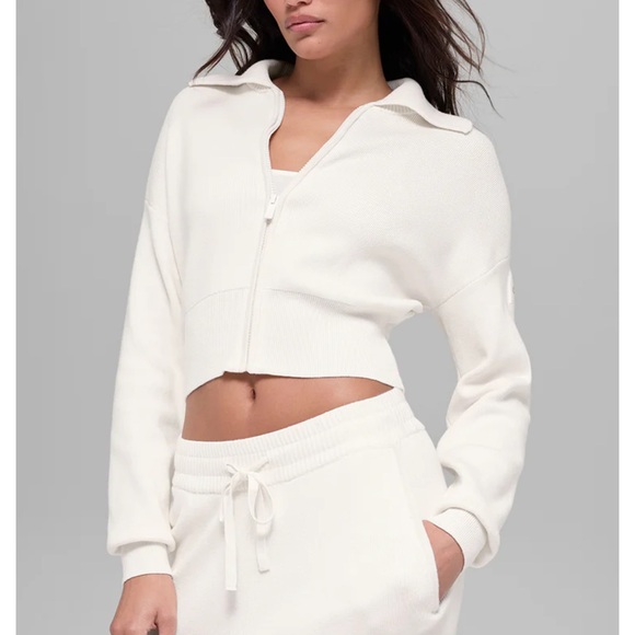 ALO Yoga Jackets & Blazers - Alo Scholar Knit Cropped Full Zip Jacket